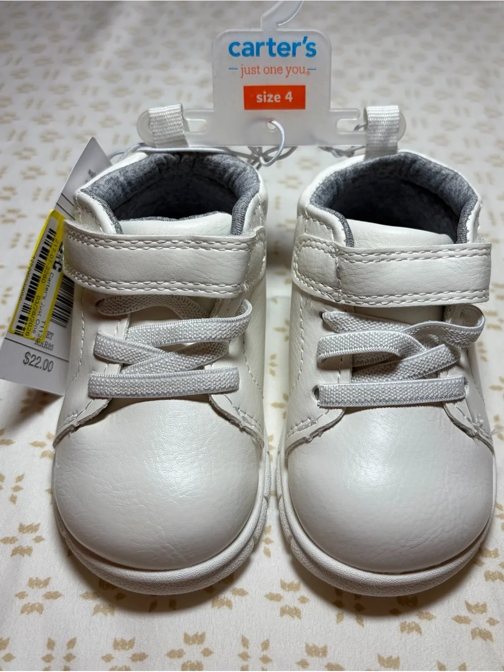 Carter's White Baby Walker Sneakers- Size 4